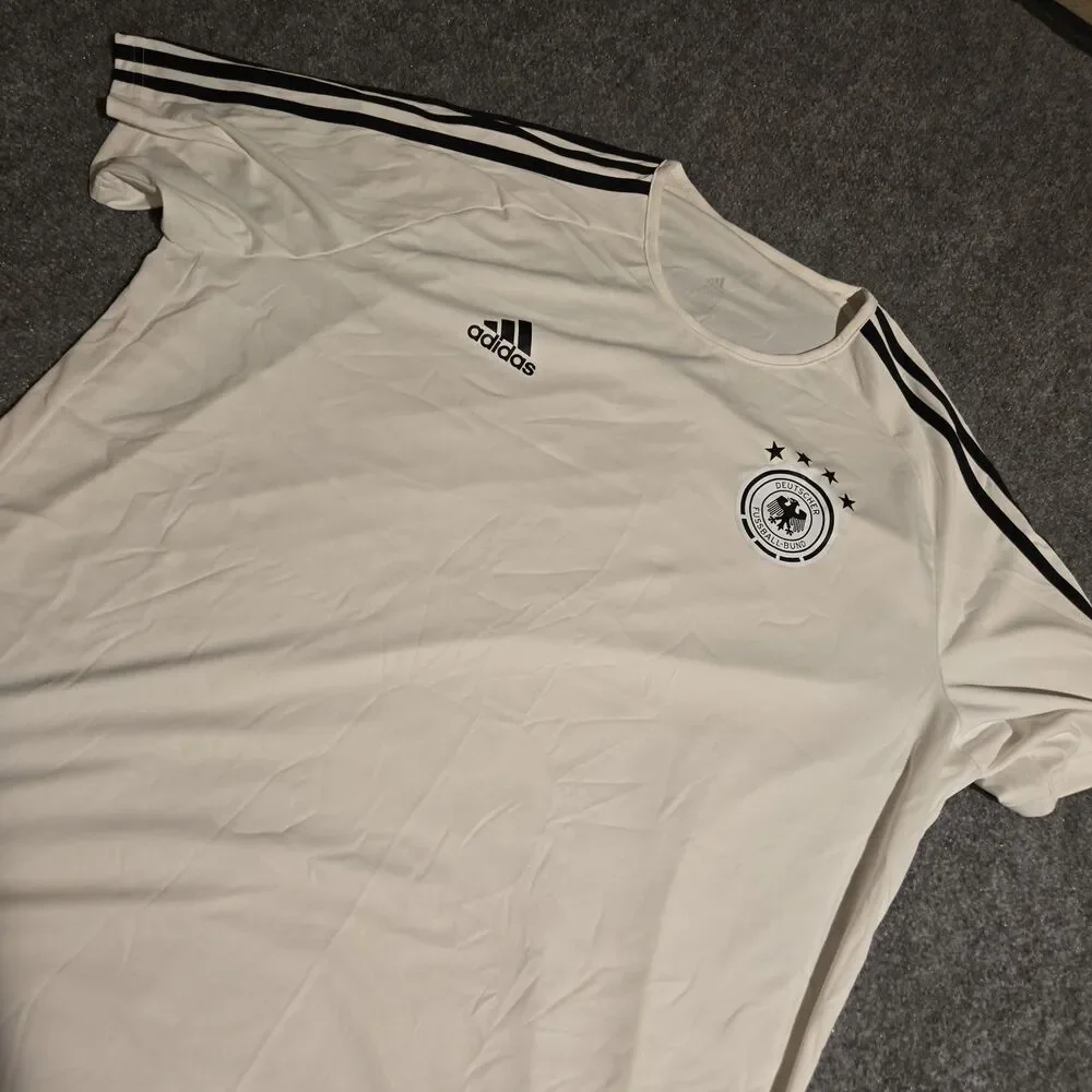 Adidas Deutscher Football Jesery Mens 2XL White Pullover Short Sleeve Climalite